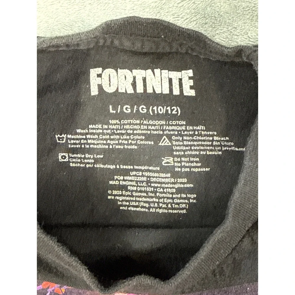 Fortnite Kids Black Graphic Tee Durrr Burger Sunset Print T-Shirt Size L 10/12‎